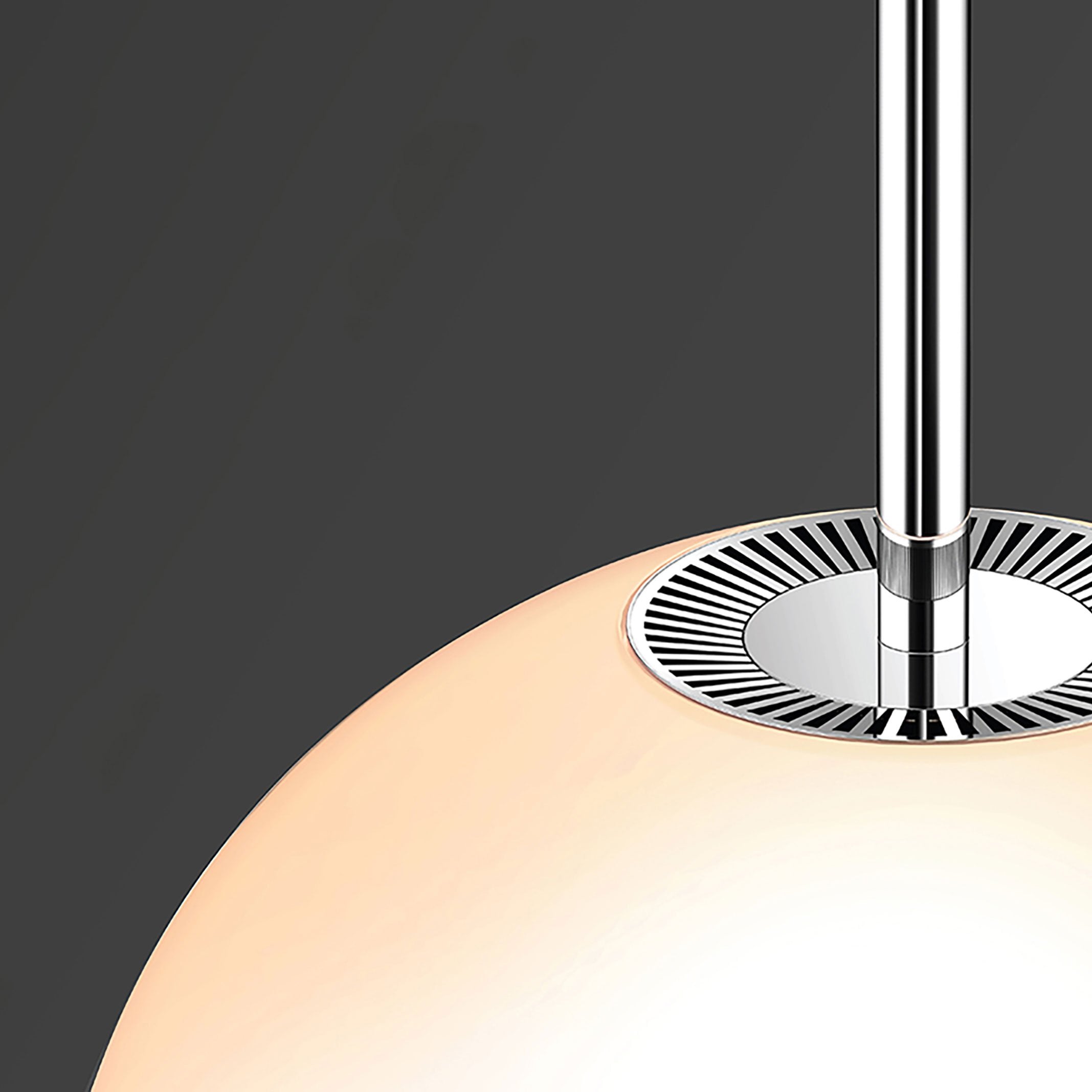 Suspension LED minimaliste, chaude et discrète, sphère en acier, verre et aluminium