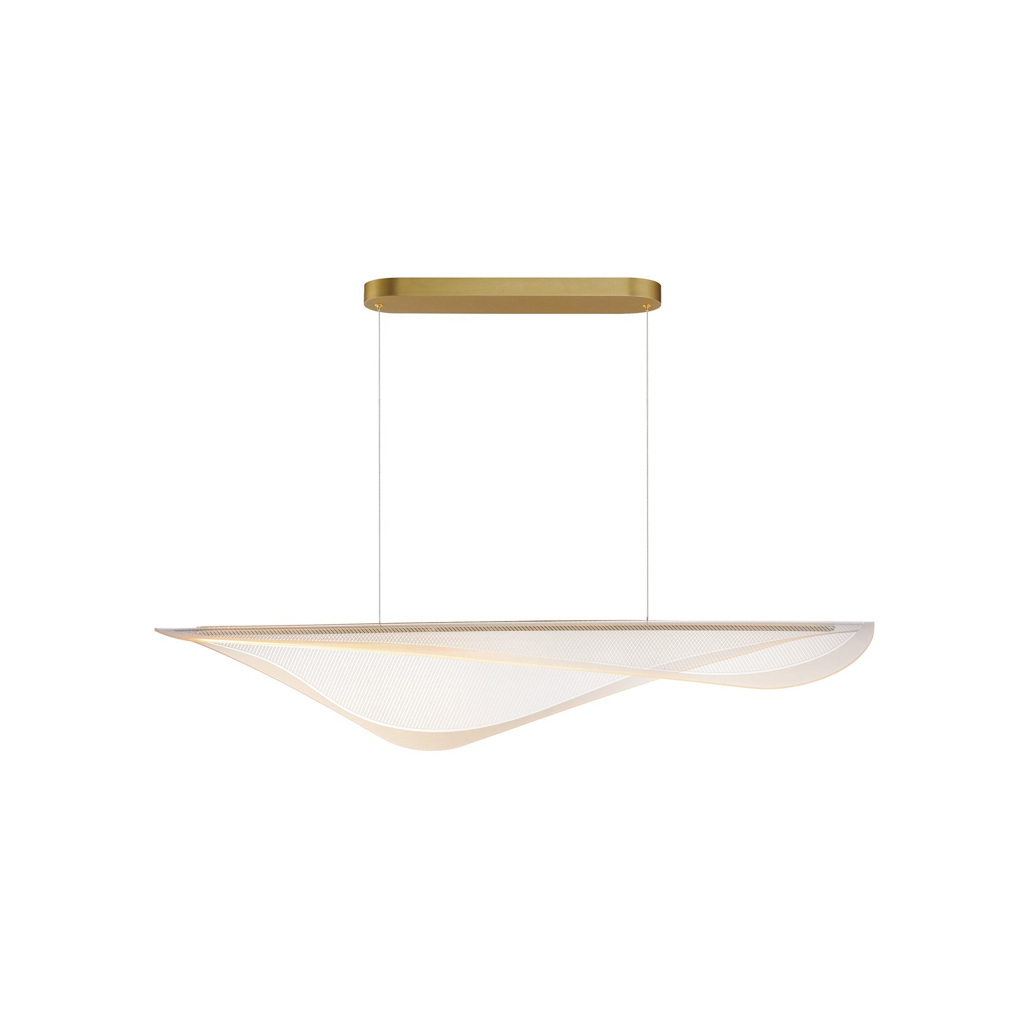 Suspension linéaire LED inspirée de la raie manta en acrylique plié