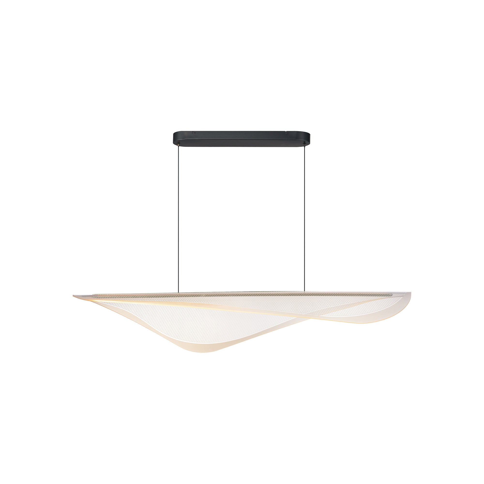 Suspension linéaire LED inspirée de la raie manta en acrylique plié