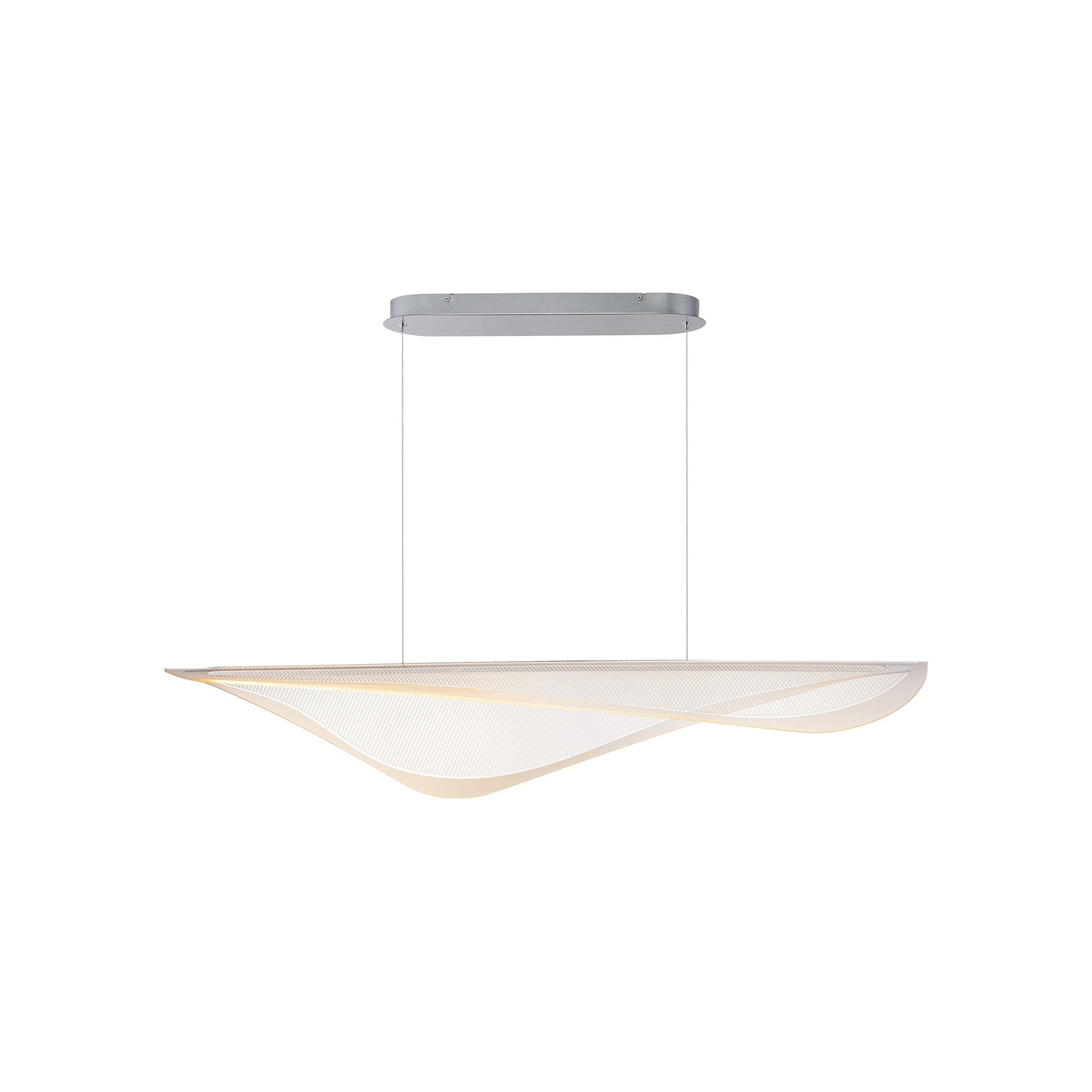 Suspension linéaire LED inspirée de la raie manta en acrylique plié