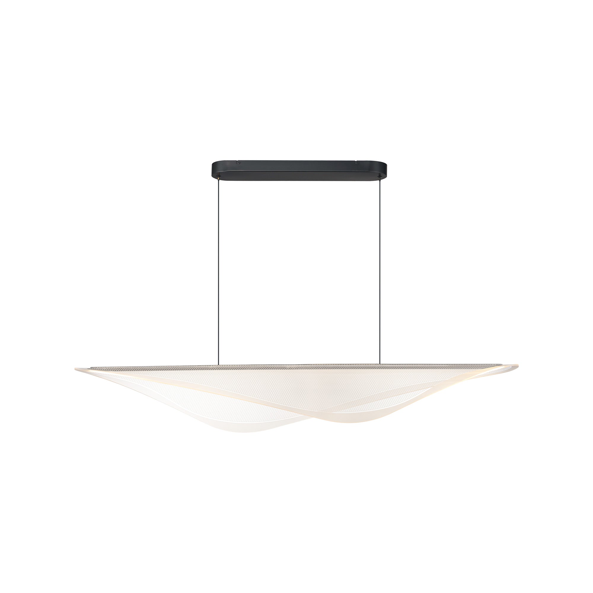 Suspension linéaire LED inspirée de la raie manta en acrylique plié