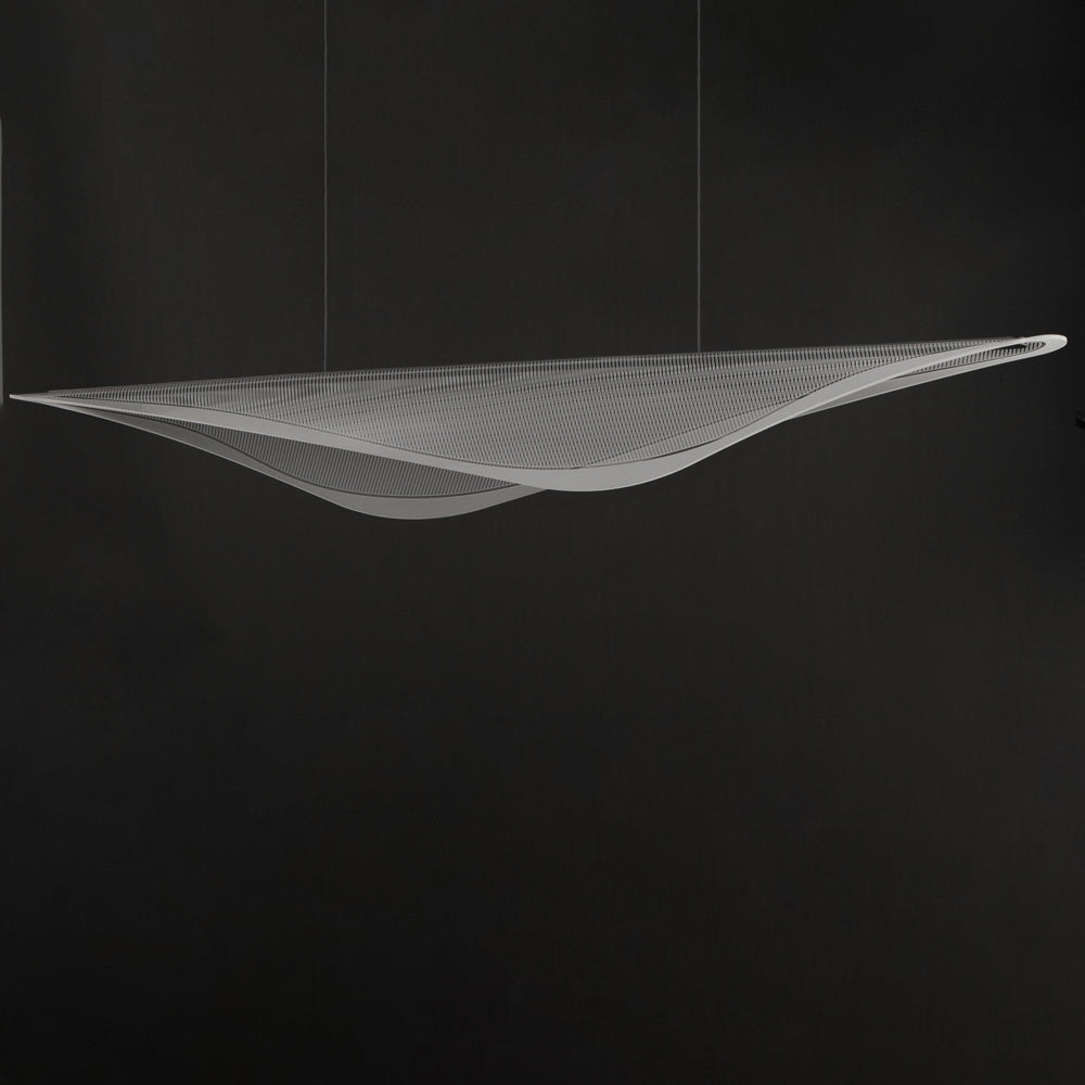 Suspension linéaire LED inspirée de la raie manta en acrylique plié