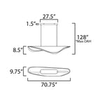 Suspension linéaire LED inspirée de la raie manta en acrylique plié