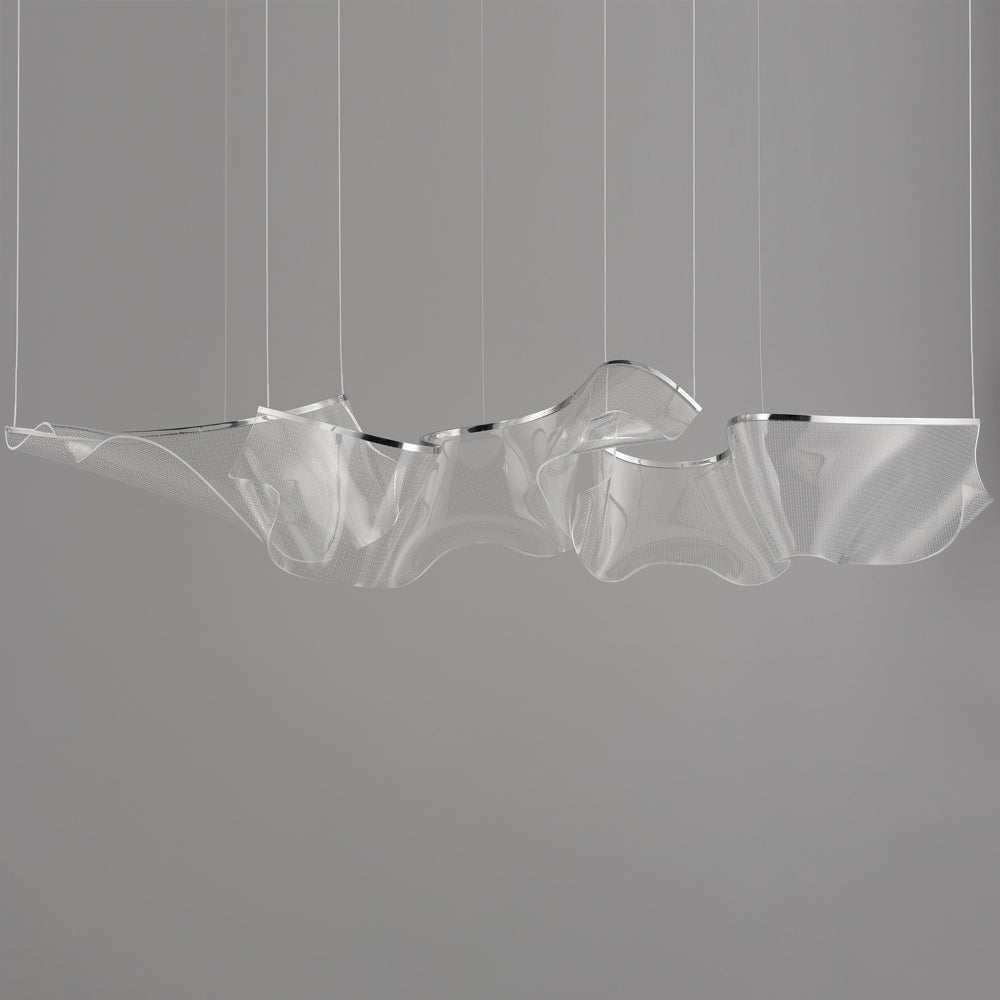 Suspension multi-lumière LED en acier flottant, abstraite, en acrylique formée à la main