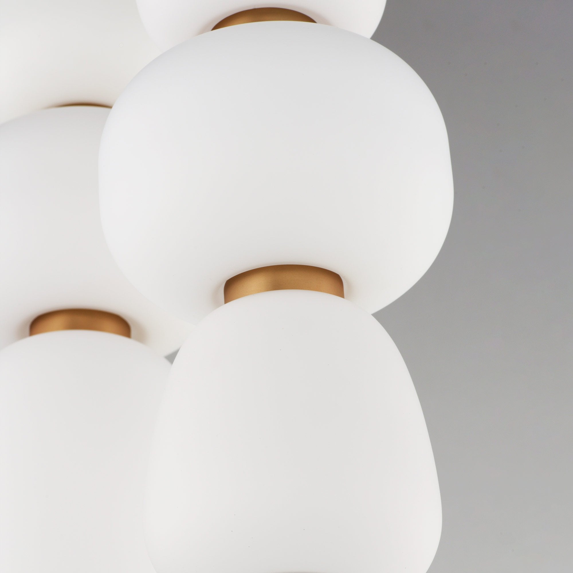 Suspension multi-lumières LED japonais lanterne, satin, verre blanc, acier, or, noir