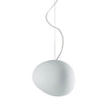Suspension contemporaine abstraite en verre satiné soufflé