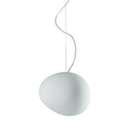Suspension contemporaine abstraite en verre satiné soufflé