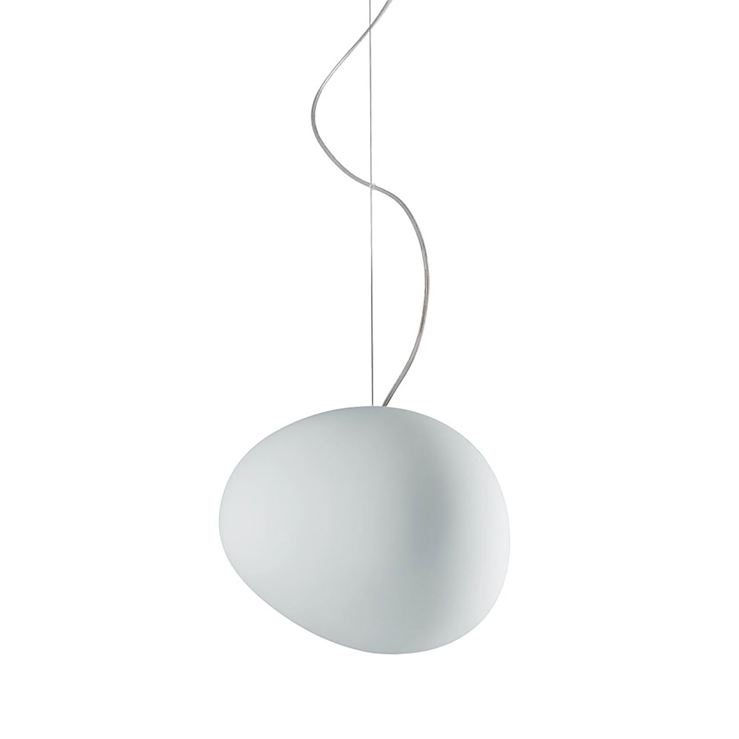 Suspension contemporaine abstraite en verre satiné soufflé