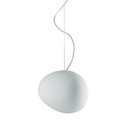 Suspension contemporaine abstraite en verre satiné soufflé