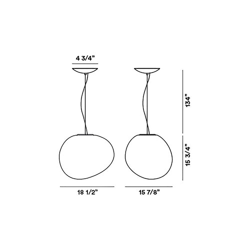 Suspension contemporaine abstraite en verre satiné soufflé