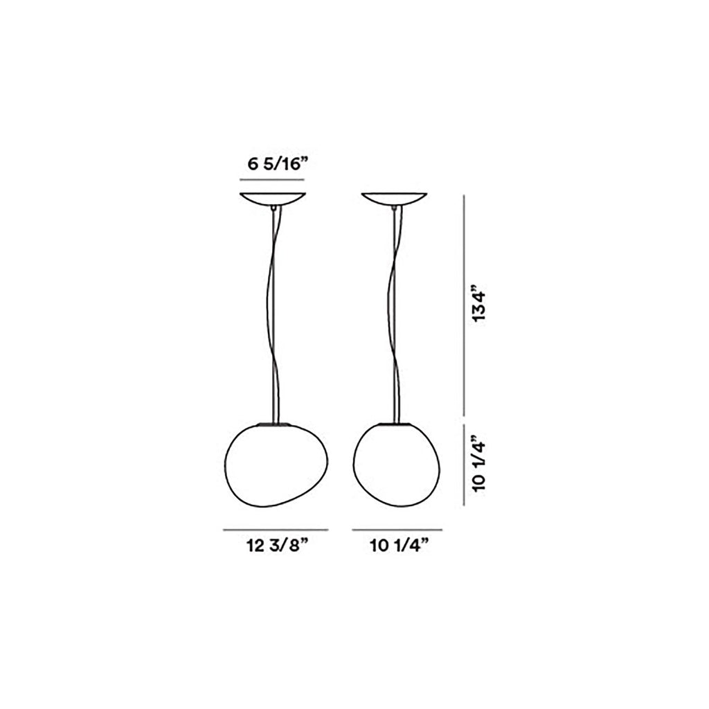 Suspension contemporaine abstraite en verre satiné soufflé
