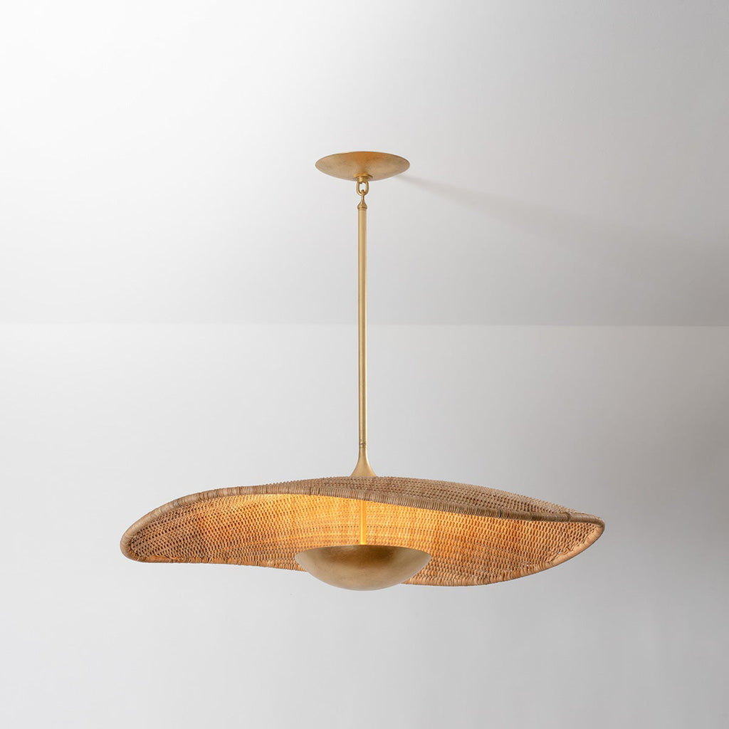 Suspension LED Disque en Rotin Tressé