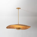 Suspension LED Disque en Rotin Tressé