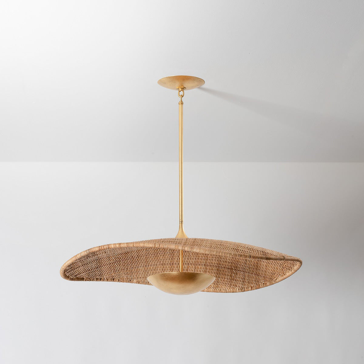 Suspension LED Disque en Rotin Tressé
