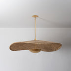 Suspension LED Disque en Rotin Tressé