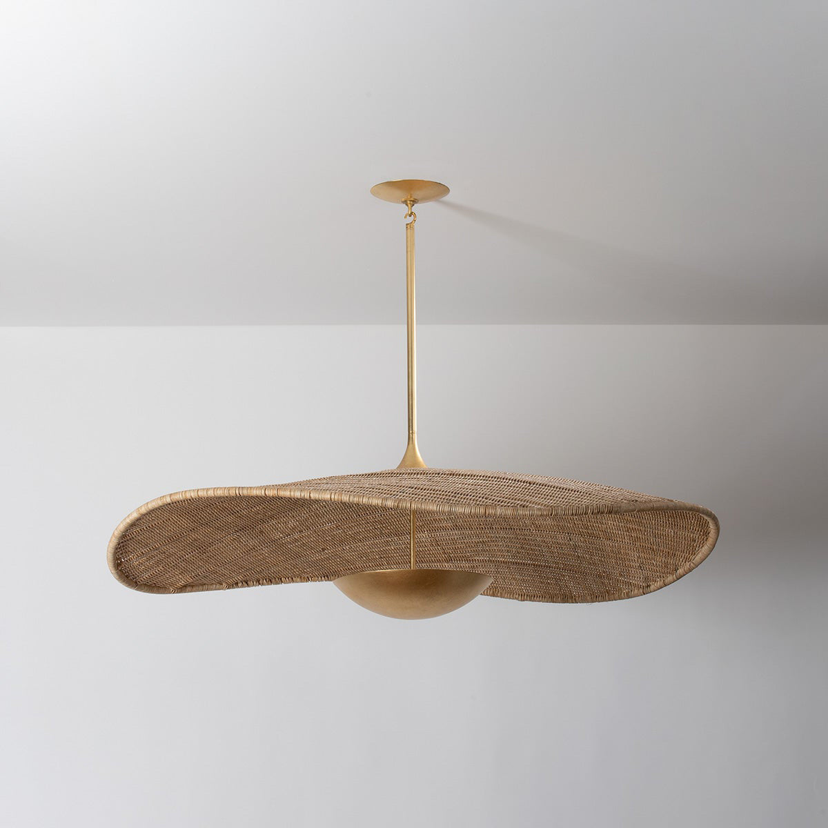 Suspension LED Disque en Rotin Tressé