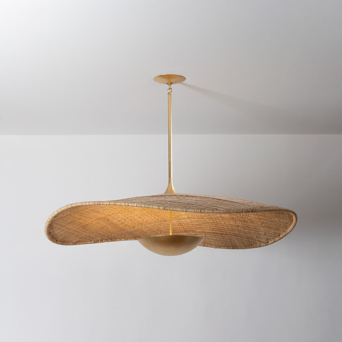 Suspension LED Disque en Rotin Tressé