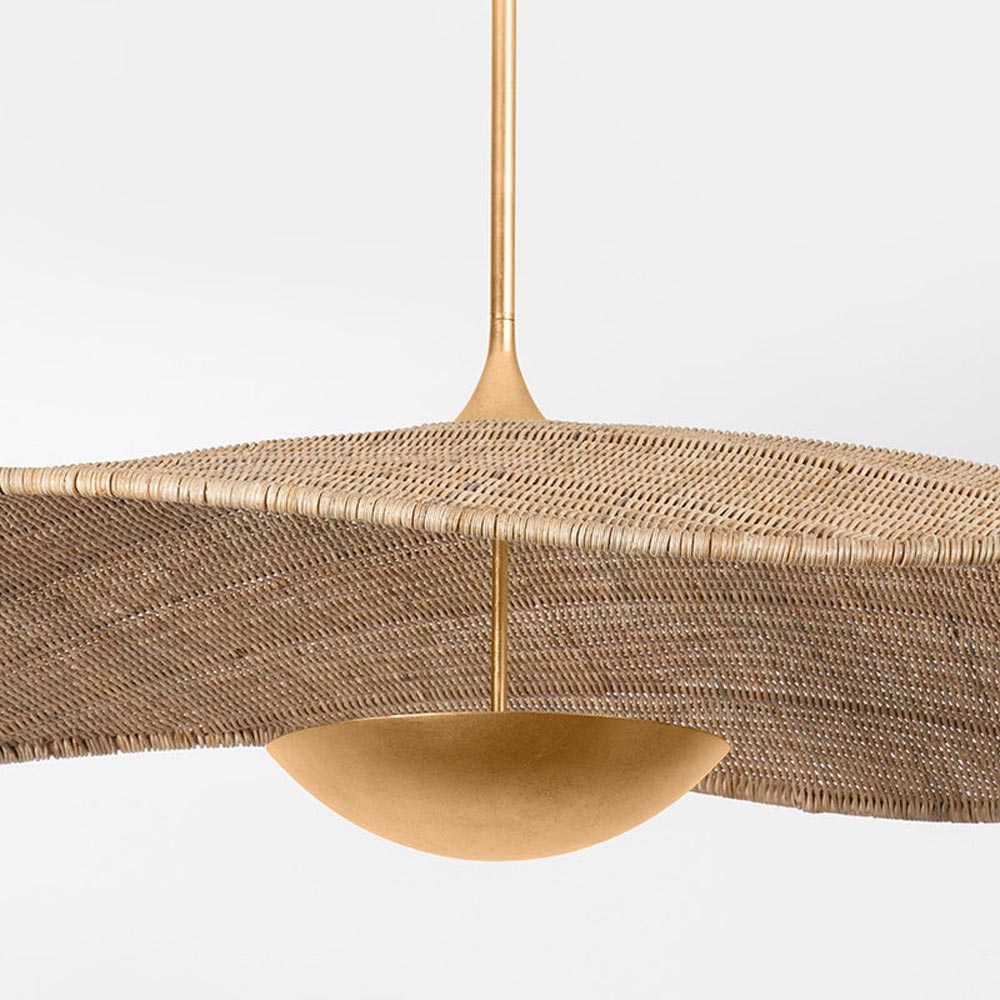 Suspension LED Disque en Rotin Tressé