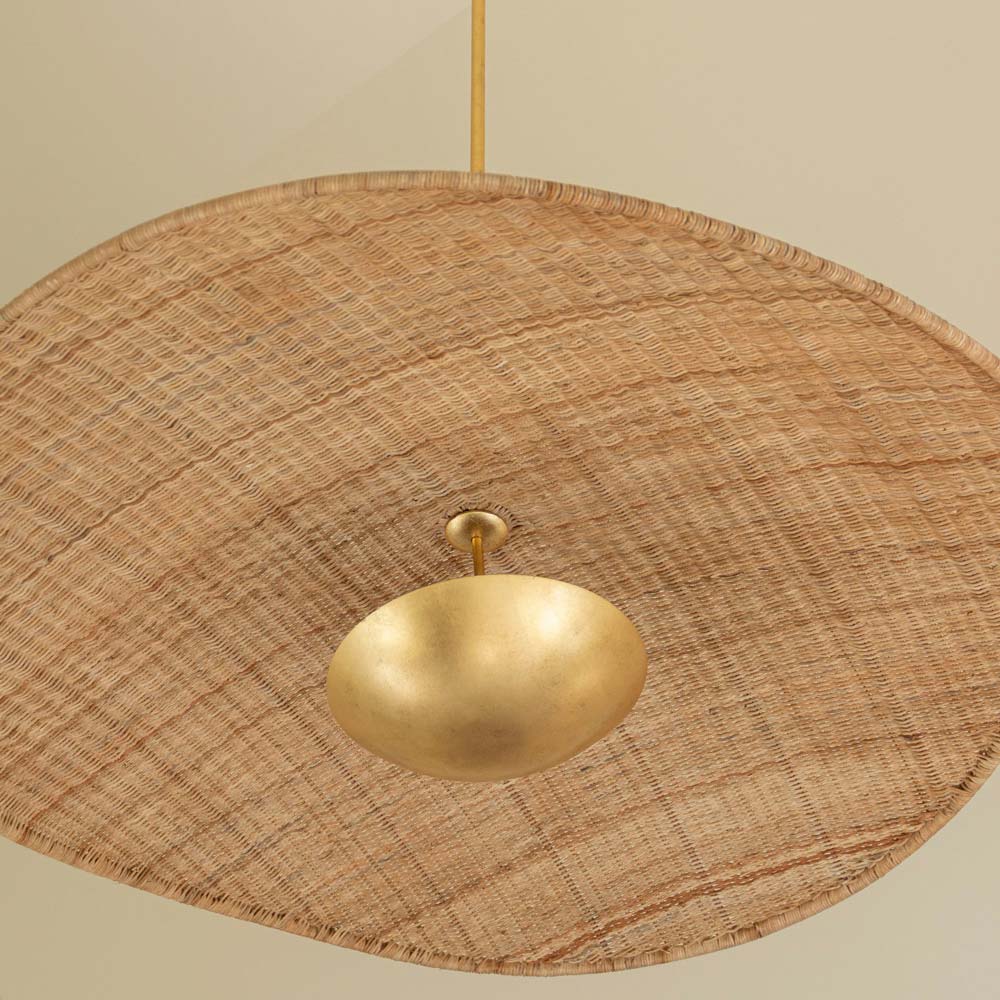 Suspension LED Disque en Rotin Tressé