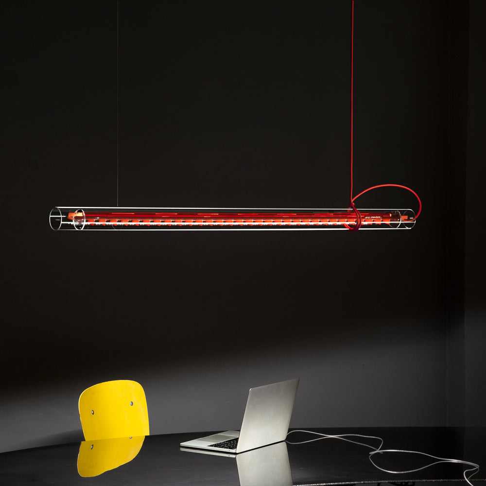 Suspension linéaire LED tubulaire en verre rotatif