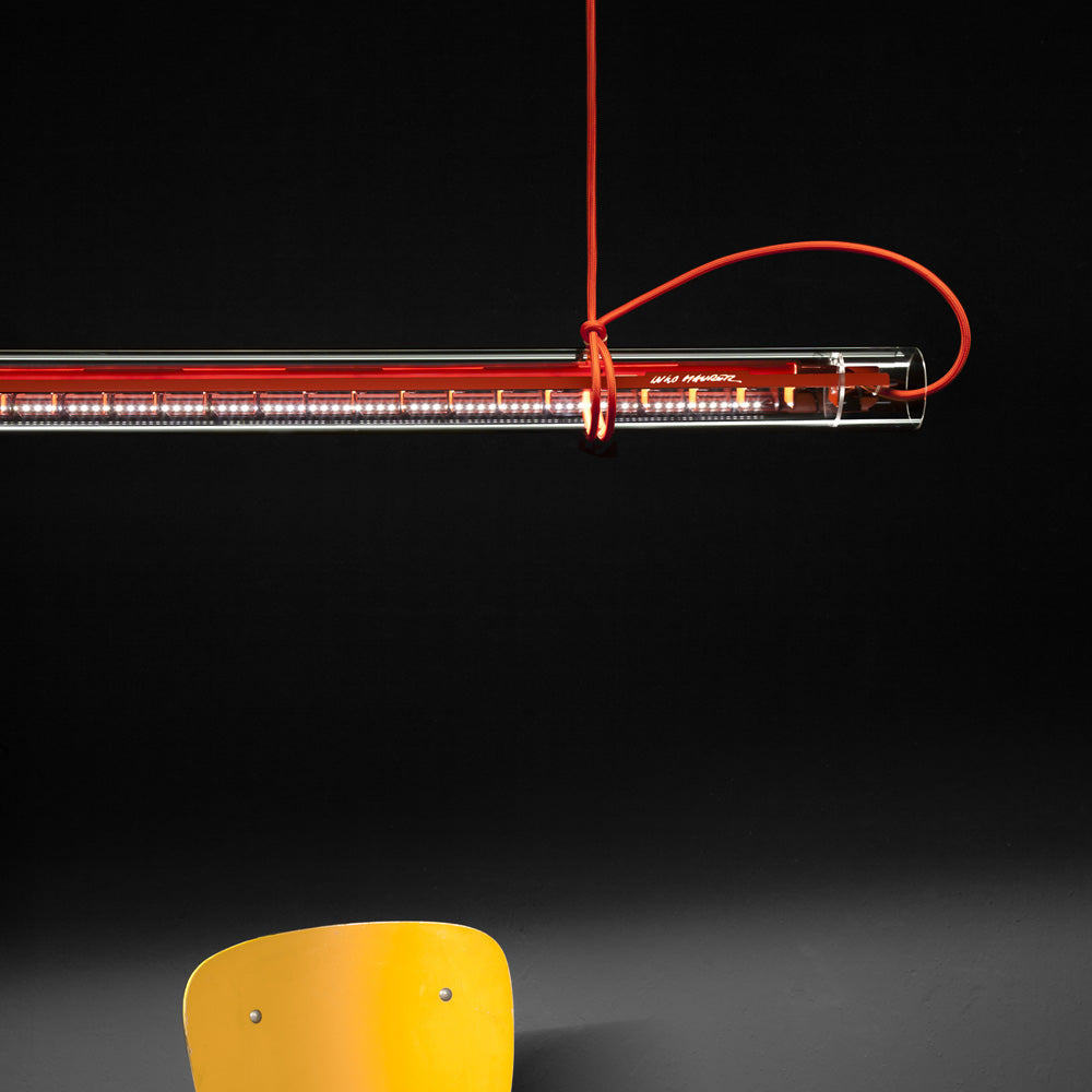 Suspension linéaire LED tubulaire en verre rotatif