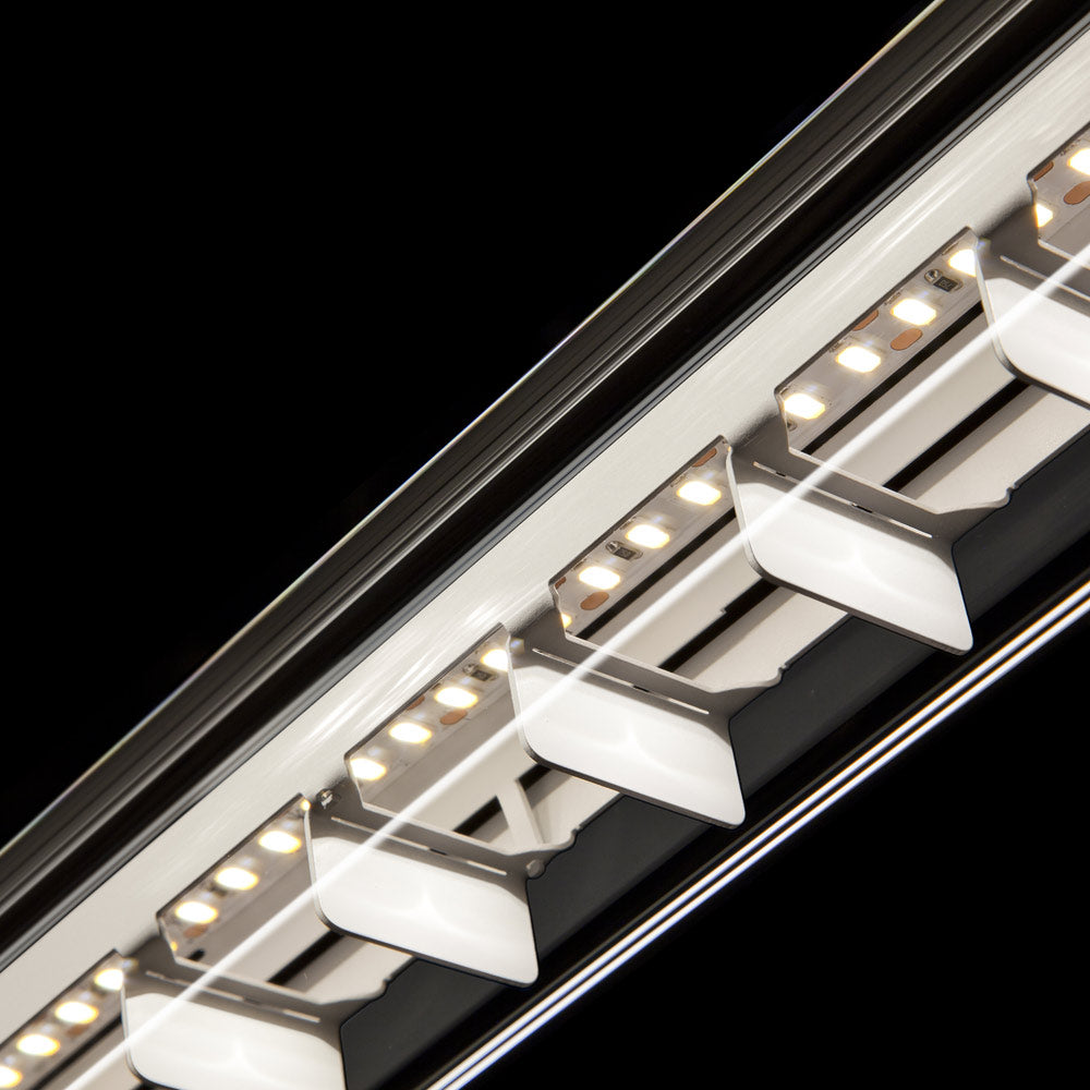Suspension linéaire LED tubulaire en verre rotatif