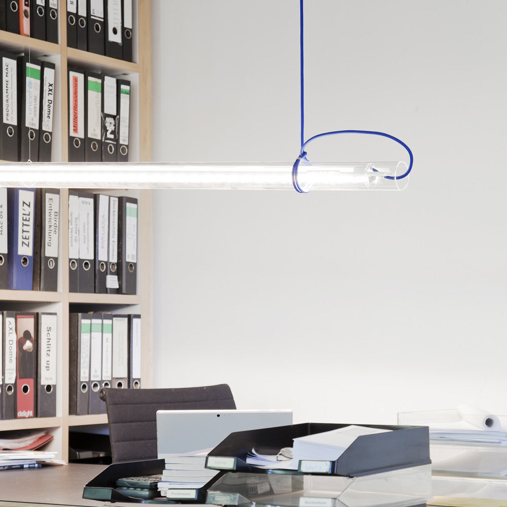 Suspension linéaire LED tubulaire en verre rotatif