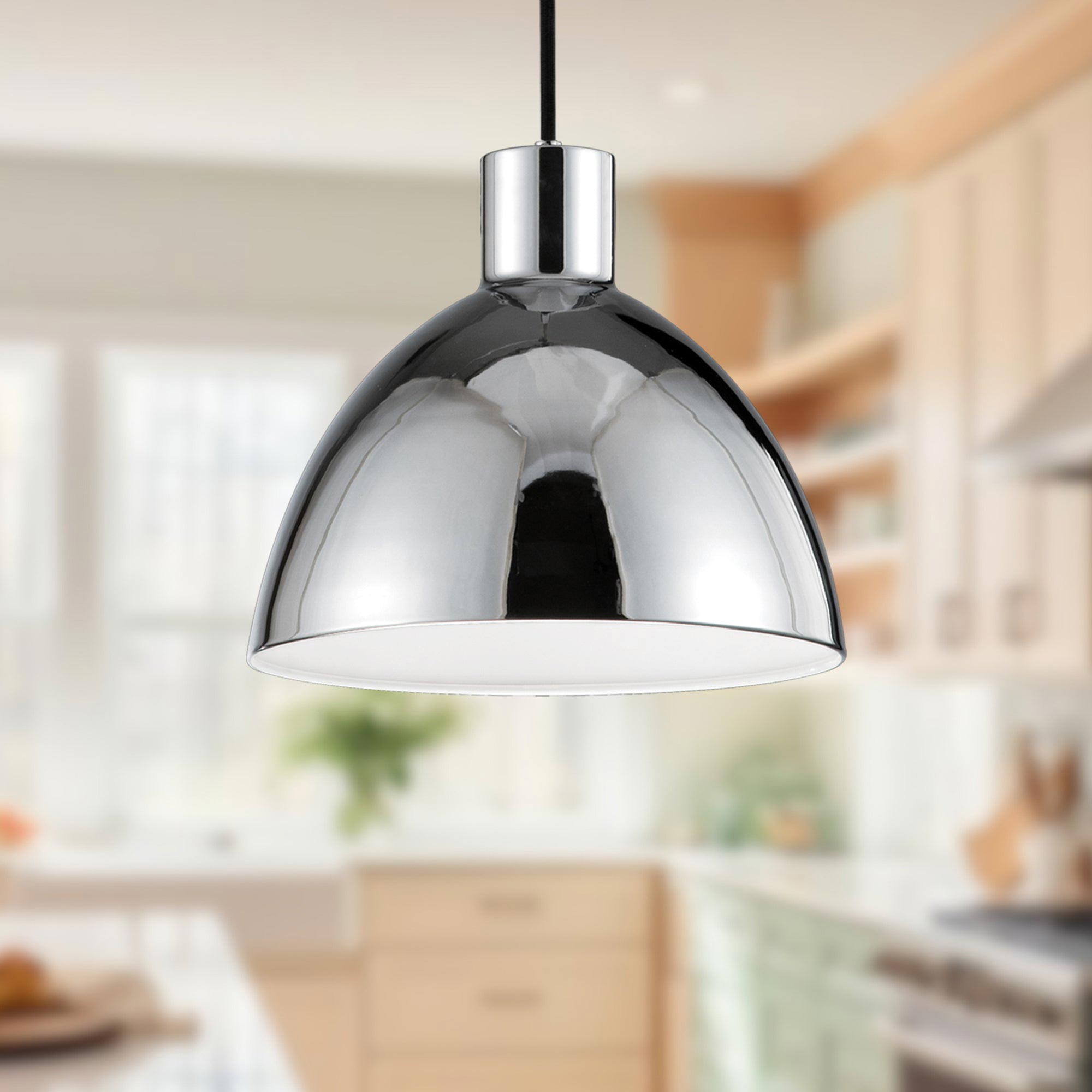Suspension LED minimaliste dôme acier épais