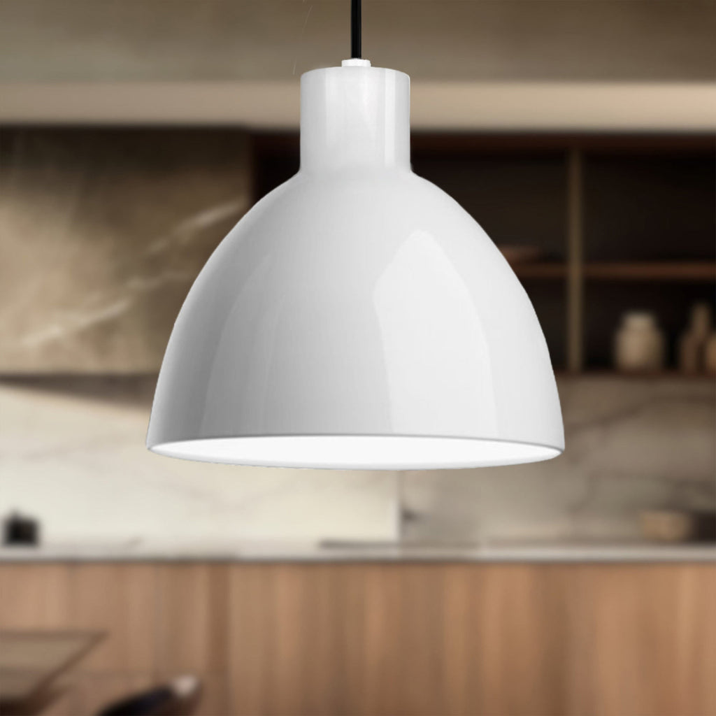 Suspension LED minimaliste dôme acier épais