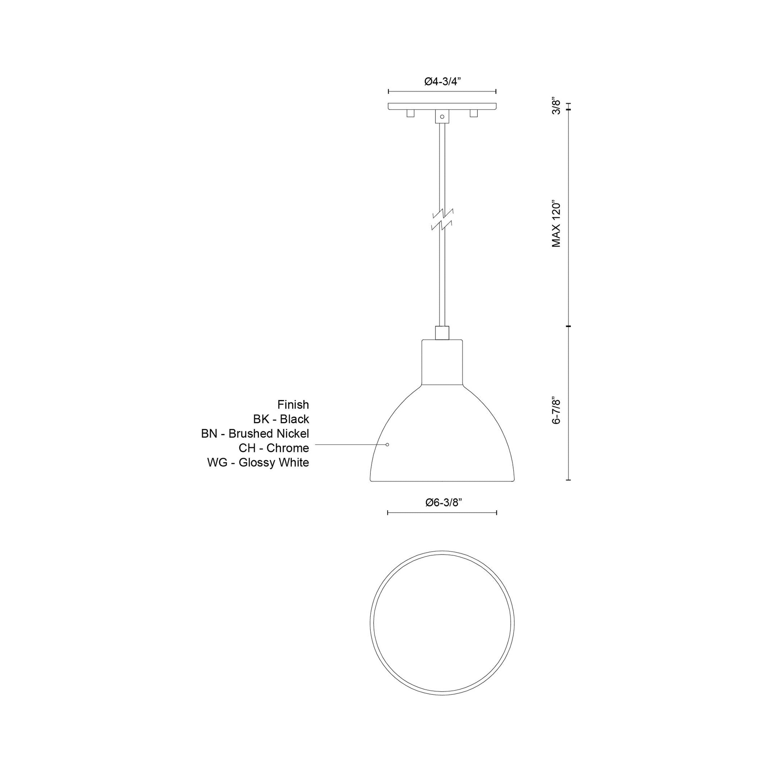 Suspension LED minimaliste dôme acier épais