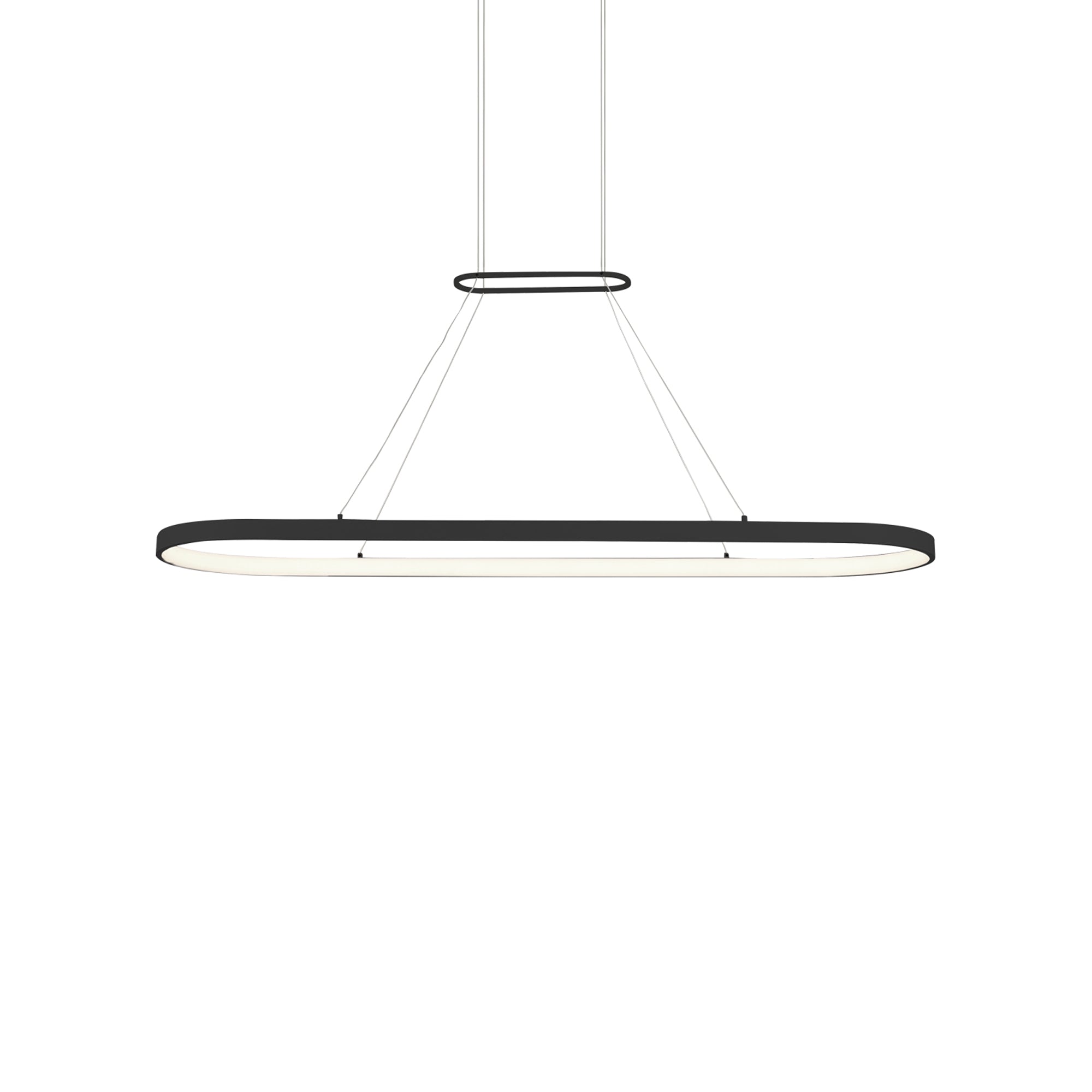 Suspension LED linéaire ovale en aluminium et diffuseur acrylique