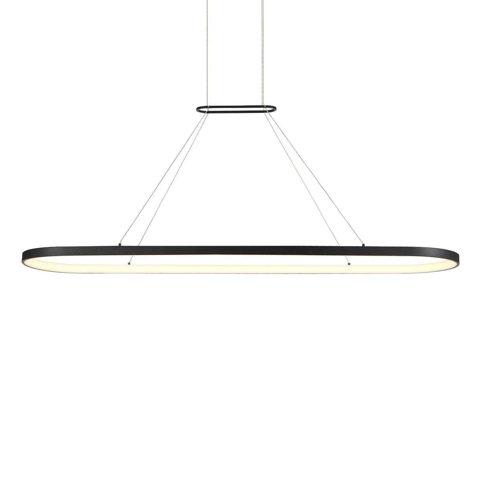 Suspension LED linéaire ovale en aluminium et diffuseur acrylique
