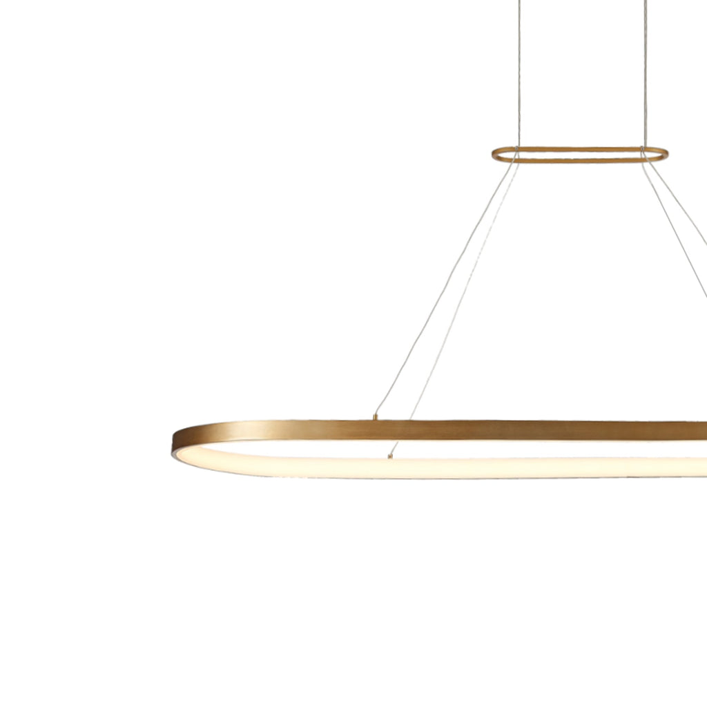 Suspension LED linéaire ovale en aluminium et diffuseur acrylique