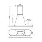 Suspension LED linéaire ovale en aluminium et diffuseur acrylique