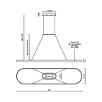 Suspension LED linéaire ovale en aluminium et diffuseur acrylique