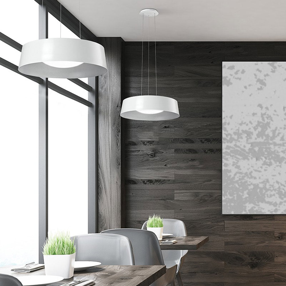 Suspension LED en aluminium en forme de tambour