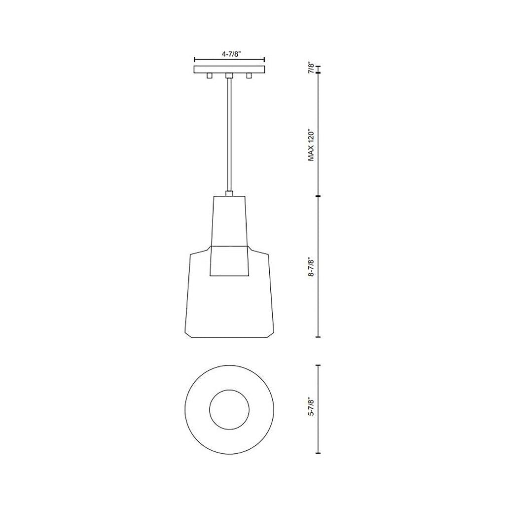 Suspension LED en métal avec base en béton et cylindre en verre