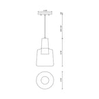 Suspension LED en métal avec base en béton et cylindre en verre