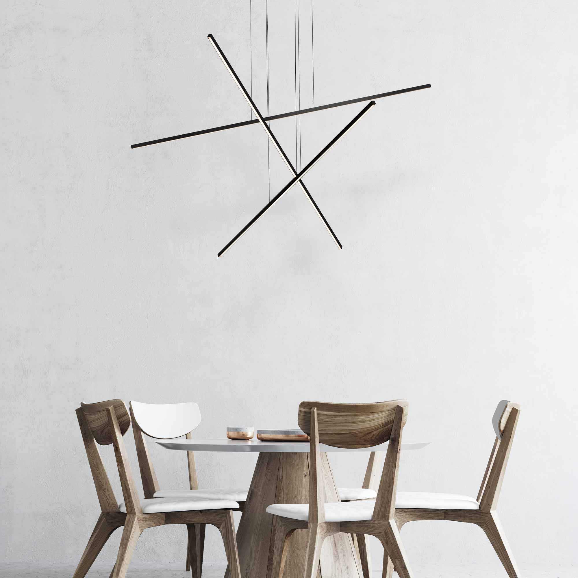 Suspension linéaire LED multi-barres en aluminium et acrylique