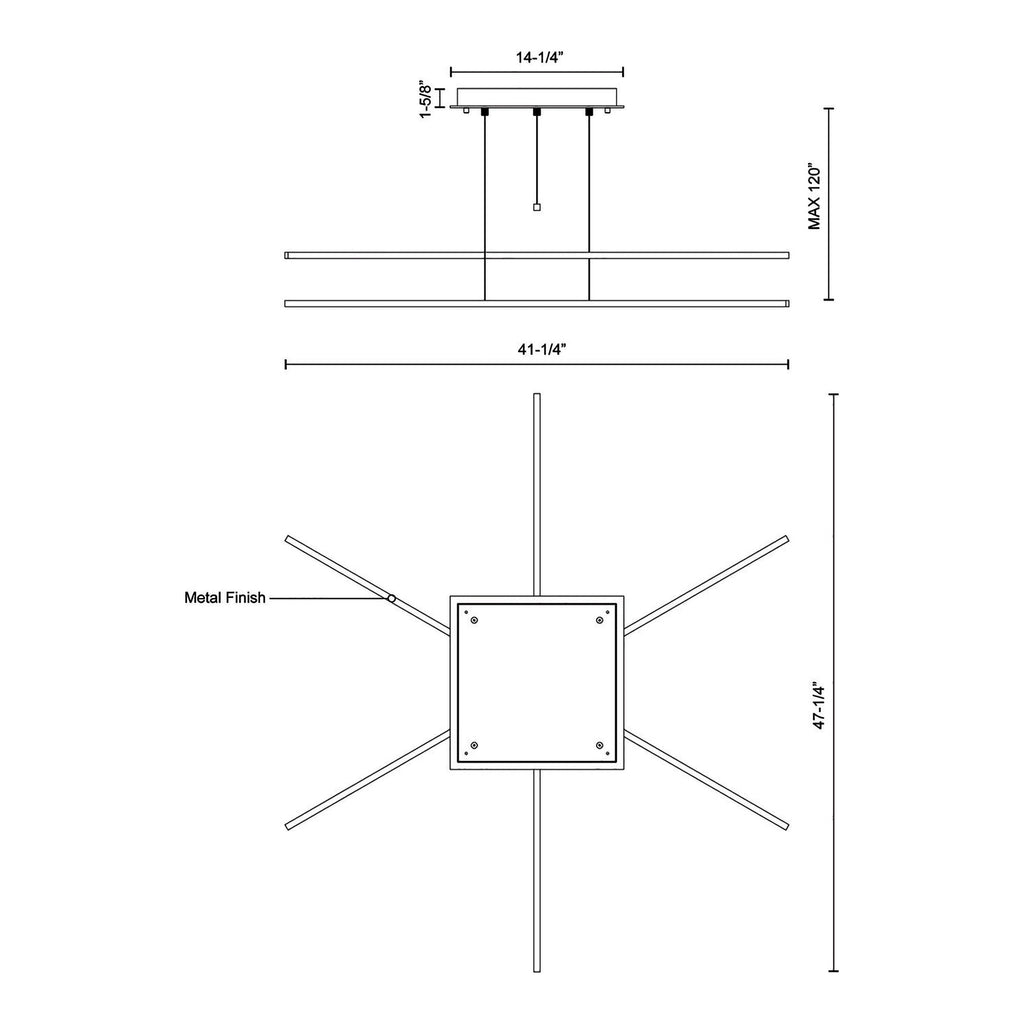 Suspension linéaire LED multi-barres en aluminium et acrylique