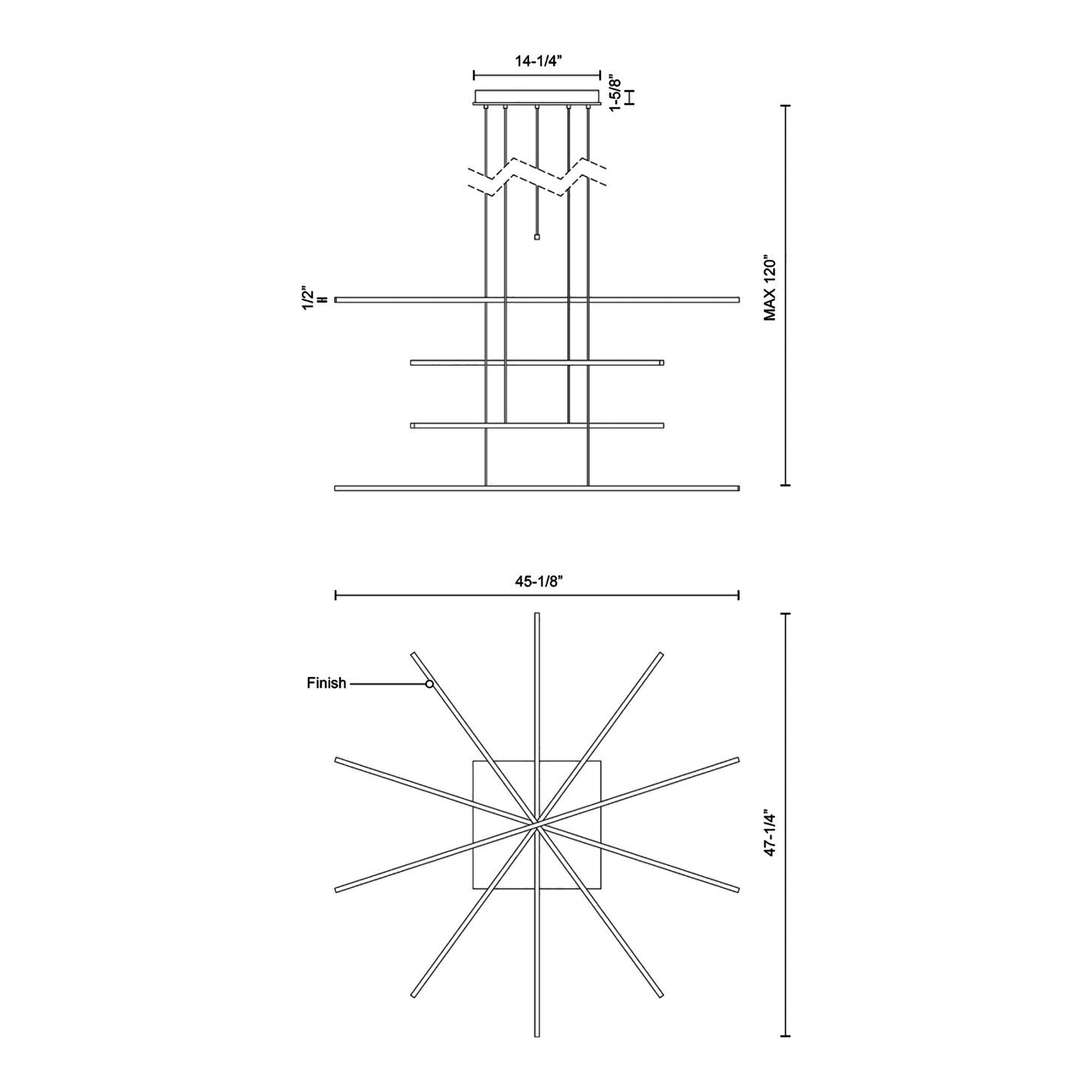 Suspension linéaire LED multi-barres en aluminium et acrylique