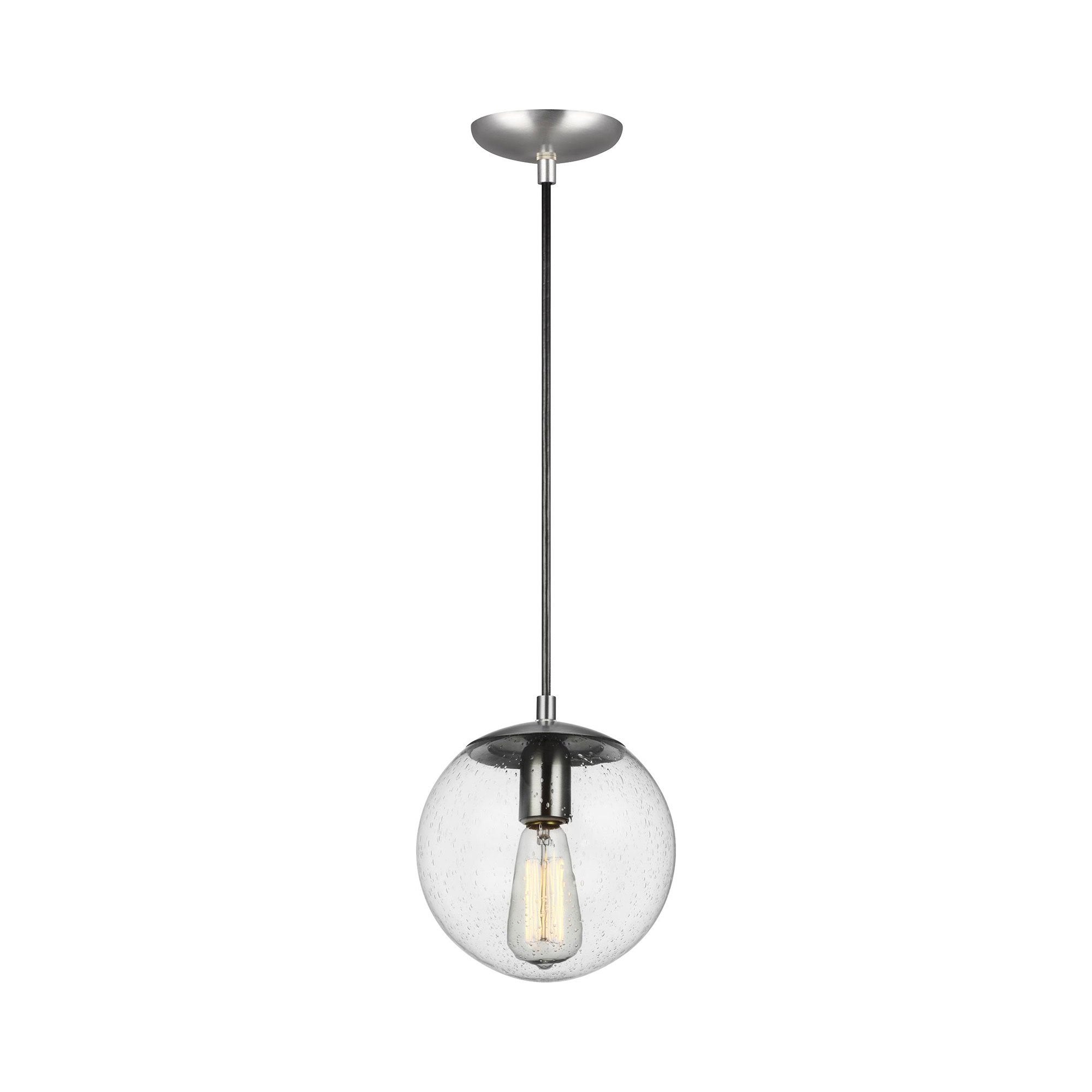 Suspension Globe en aluminium et verre avec cordon en tissu réglable