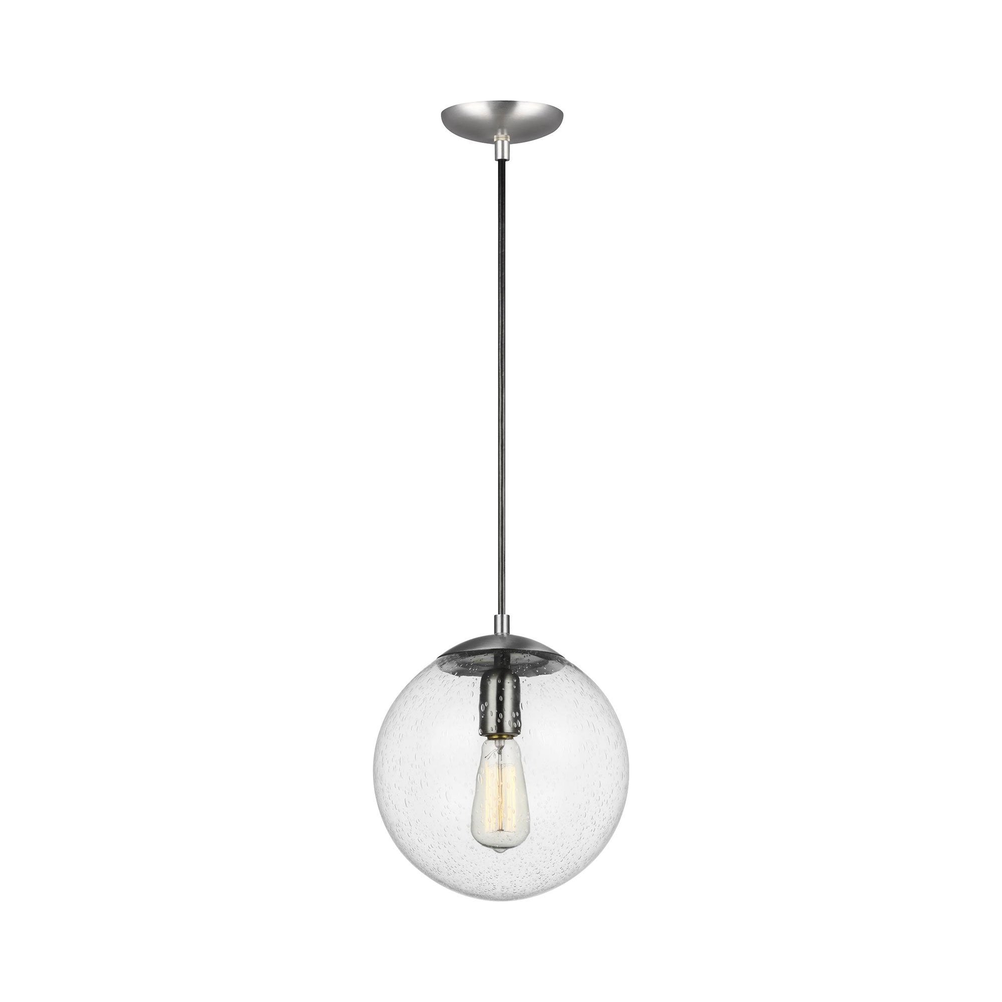 Suspension Globe en aluminium et verre avec cordon en tissu réglable