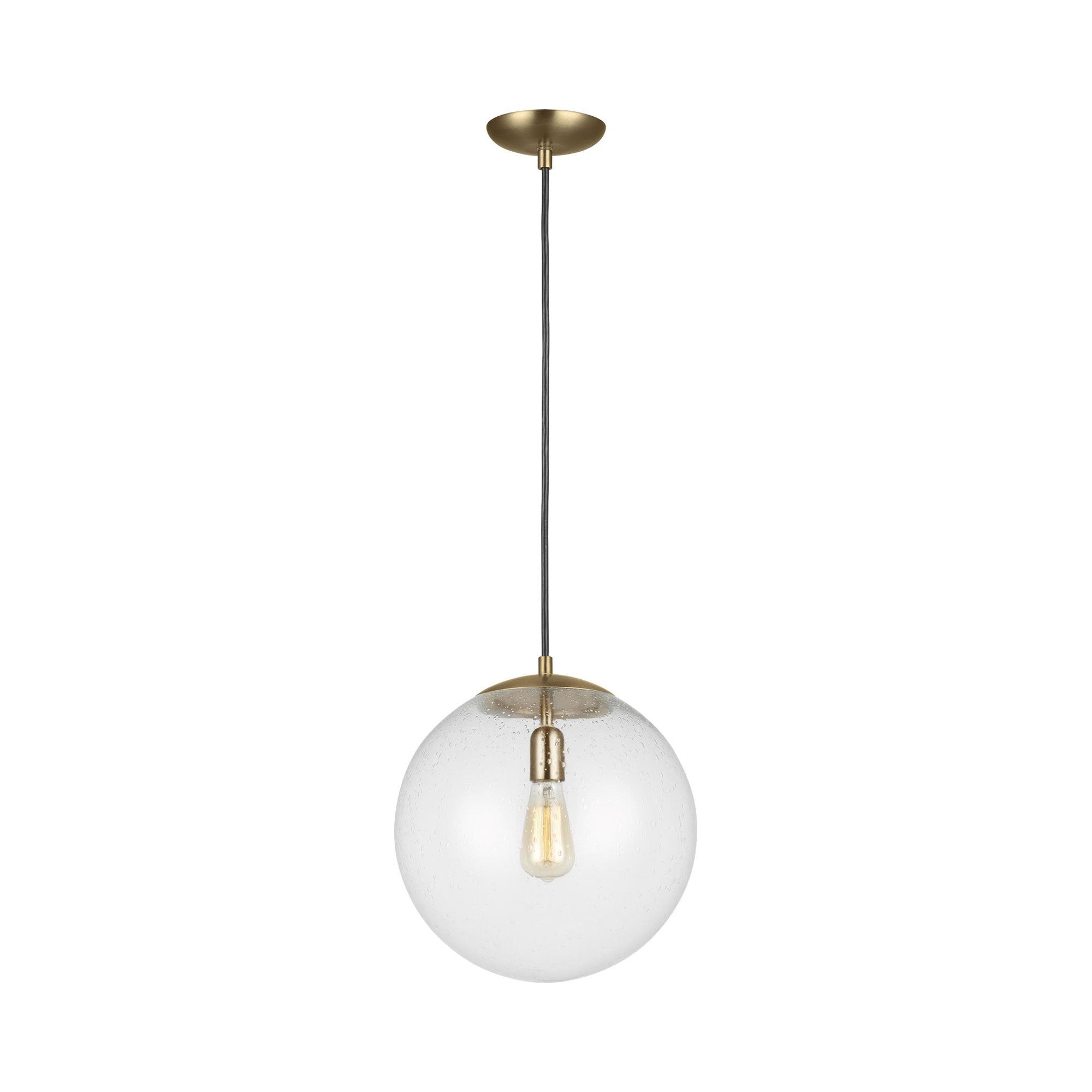 Suspension Globe en aluminium et verre avec cordon en tissu réglable