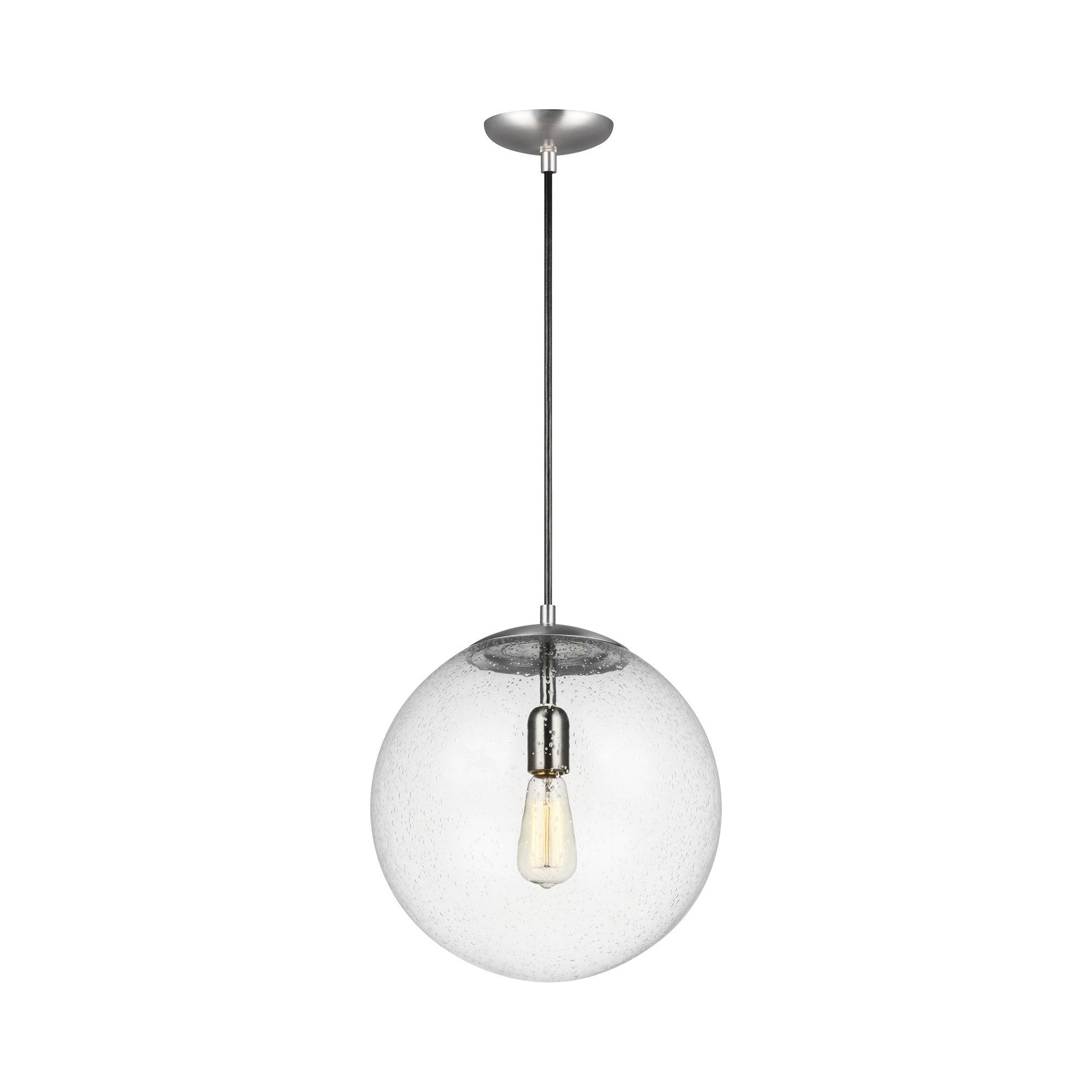 Suspension Globe en aluminium et verre avec cordon en tissu réglable