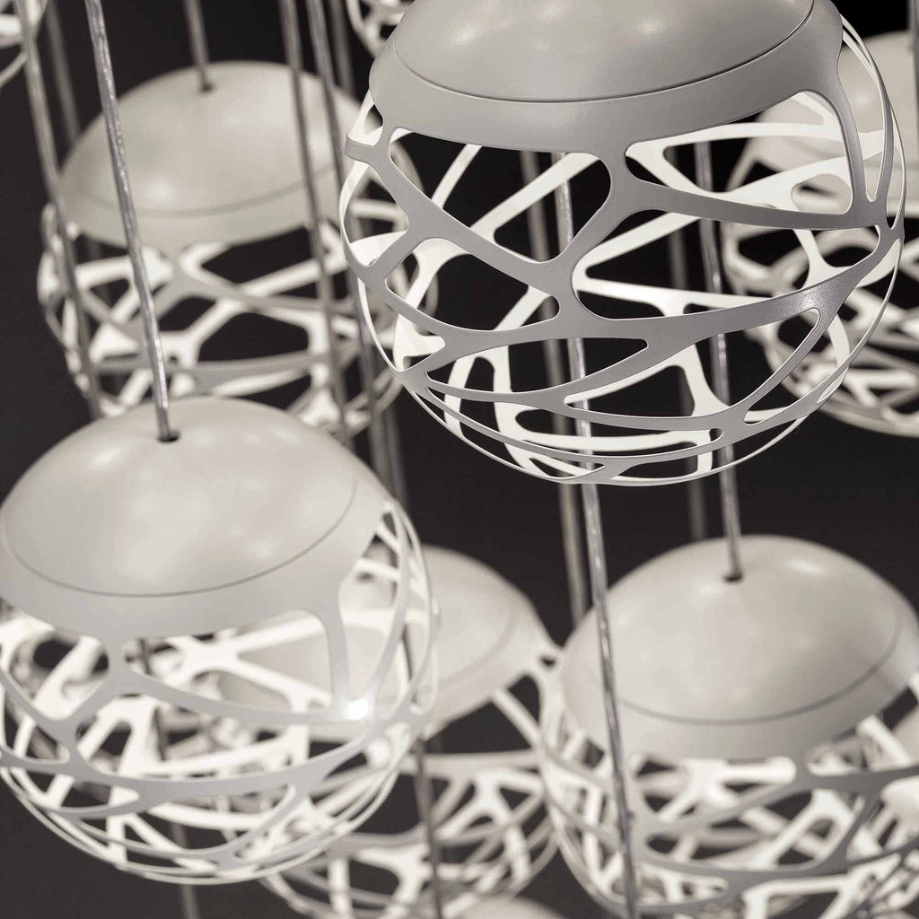 Suspension LED boule de verre en métal découpé au laser