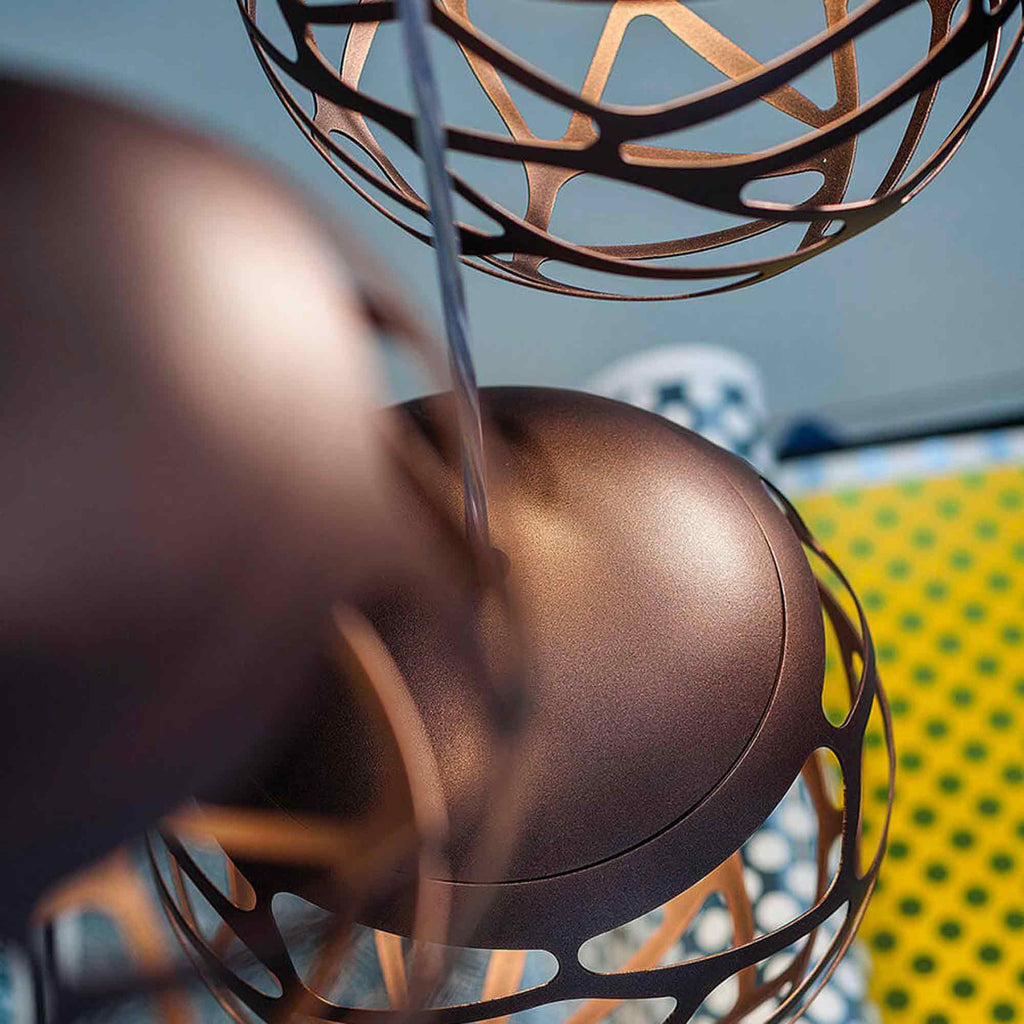 Suspension LED boule de verre en métal découpé au laser