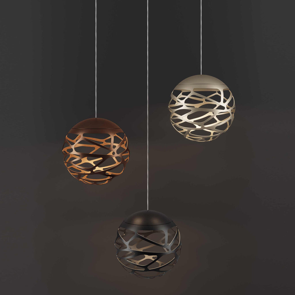 Suspension LED boule de verre en métal découpé au laser