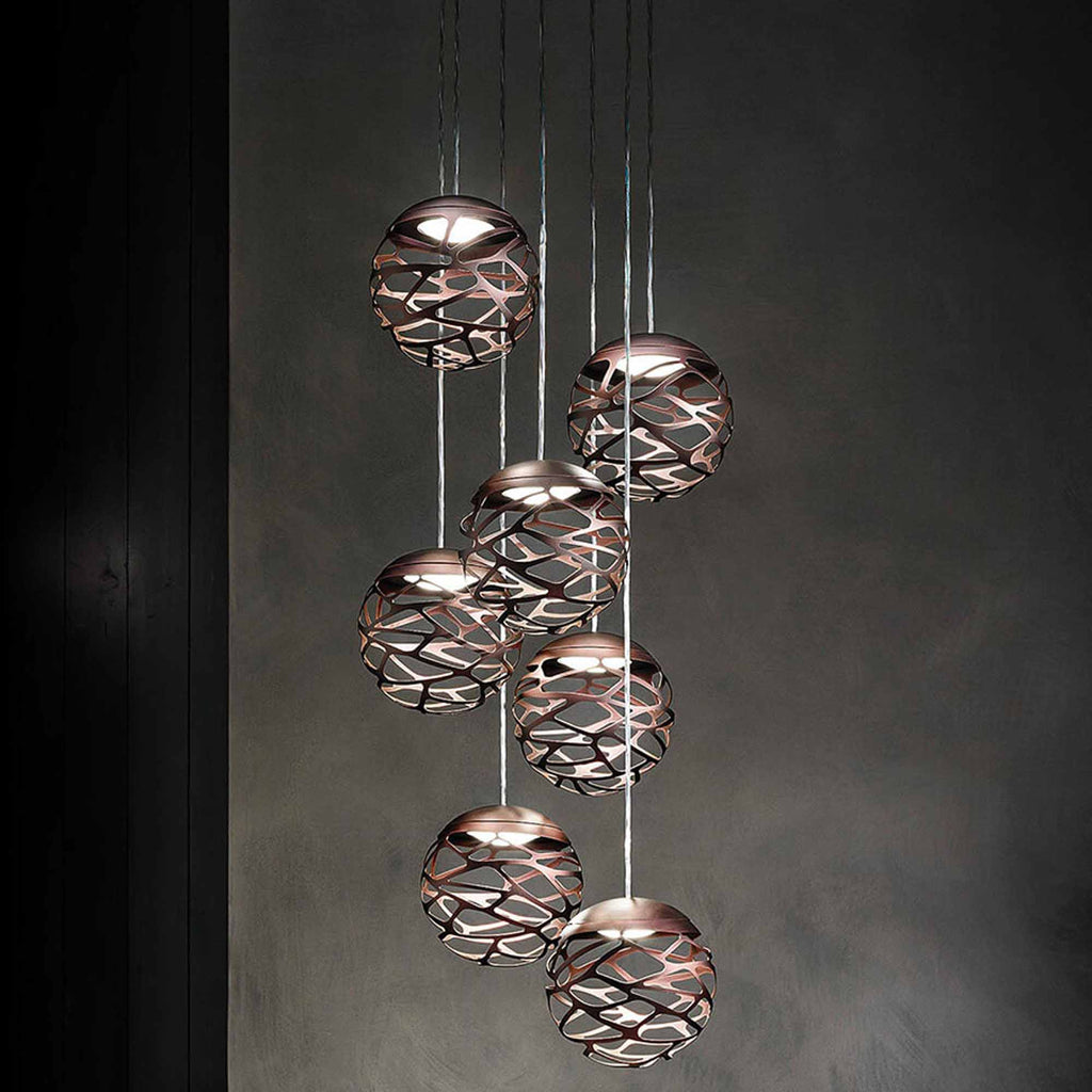 Suspension LED boule de verre en métal découpé au laser