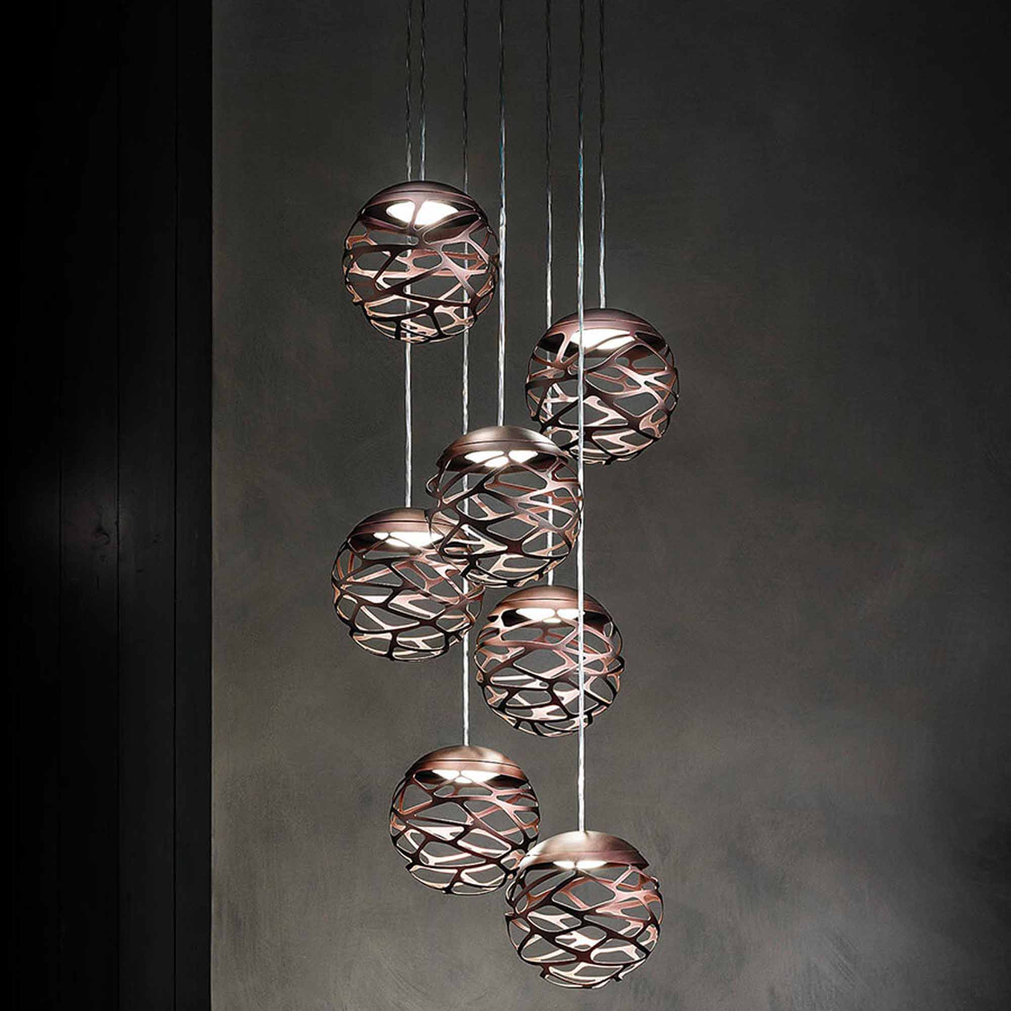 Suspension LED boule de verre en métal découpé au laser